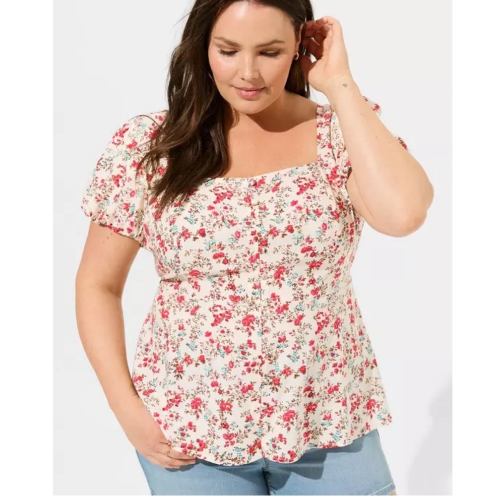 Floral Print Square Neck Top